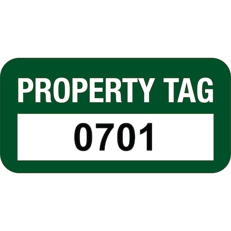 Lustre-Cal VOID Label PROPERTY TAG Green 1.50in x 0.75in  Serialized 0701-0800, 100PK 253774Vo1G0701